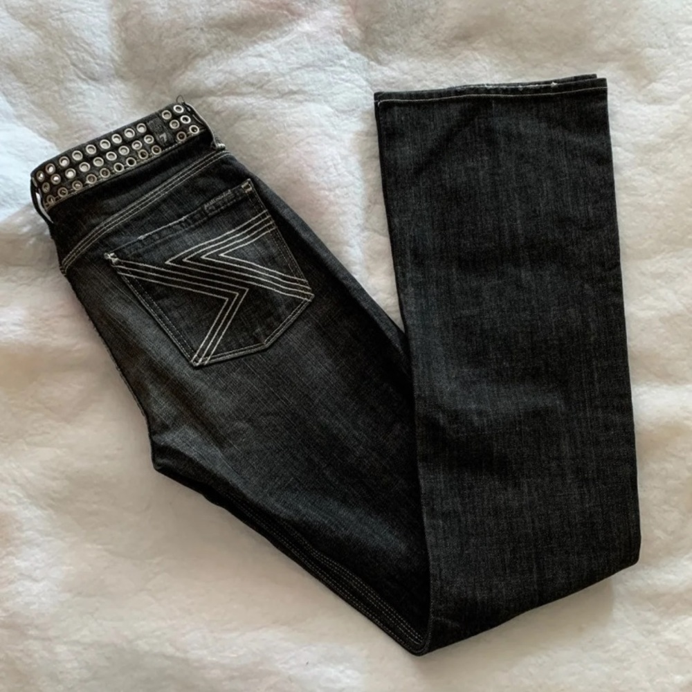 7 for mankind distressed bootleg jeans, size 28